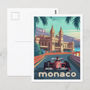 Monaco-Schaltkreis Vintage Berühmter Reiseort Postkarte