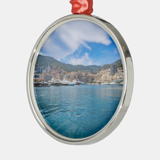 Monaco-Skyline Silbernes Ornament (Links)