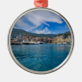 Monaco-Skyline Silbernes Ornament (Vorne)