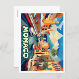 Monaco Travel künstlerisch bunt Postkarte
