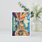 Monaco Travel künstlerisch bunt Postkarte (Stehend Vorderseite)