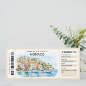 Monaco Trip Boarding Pass Ticket Einladung (Stehend Vorderseite)