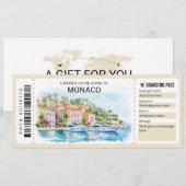 Monaco Trip Boarding Pass Ticket Einladung (Vorne/Hinten)