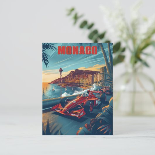 Monaco Vintag Auto Race Postkarte (Stehend Vorderseite)