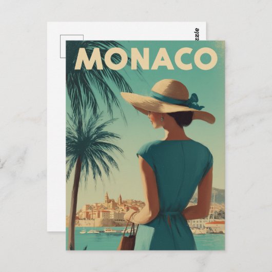 Monaco Vintage Mode Postkarte (Vorne/Hinten)