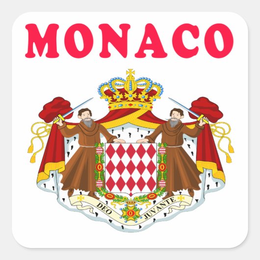 Monaco-Wappen Quadratischer Aufkleber (Vorderseite)
