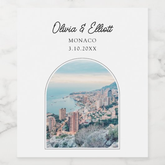 Monaco Wedding Wine Label Weinetikett (Einzelnes Label)