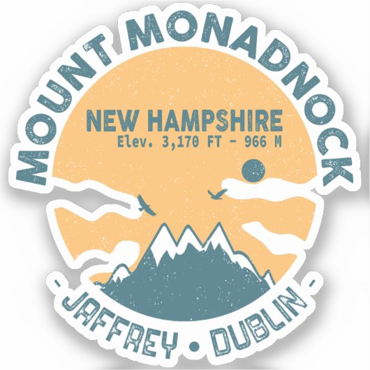 Monadnock New Hampshire Vintag Souvenirs Aufkleber (Vorderseite)