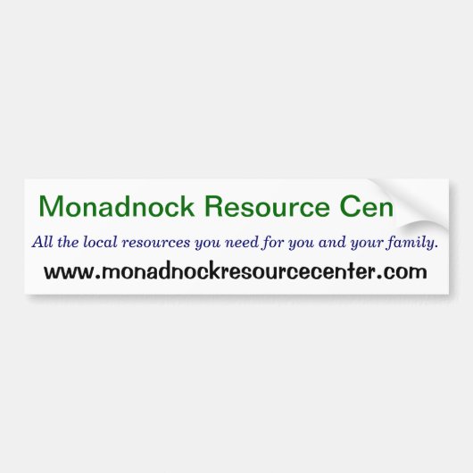 Monadnock Ressourcen-Mitte-Autoaufkleber Autoaufkleber (Vorne)