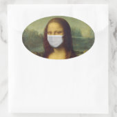 MONALISA MIT MASK-PARODY-STICKERN OVALER AUFKLEBER (Tasche)