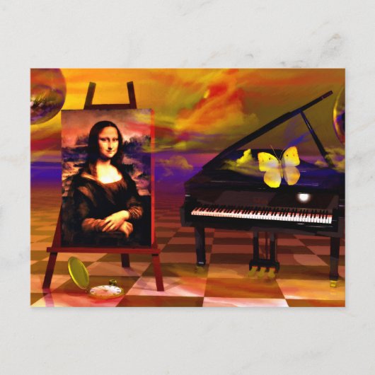 Monalisa Smile Surreal Postkarte (Vorderseite)