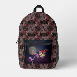 Monarch and Moon Purple Orange Abstract Bedruckter Rucksack