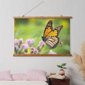 Monarch auf Distel hängender Wandteppich Mit Holzrahmen (Schlafzimmer)