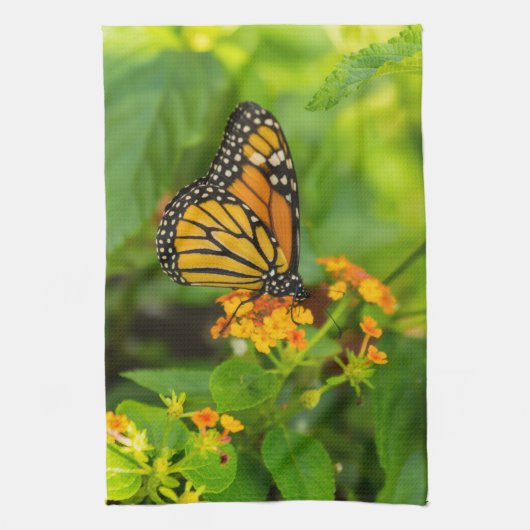 Monarch auf Lantana Geschirrtuch (Vertikal)