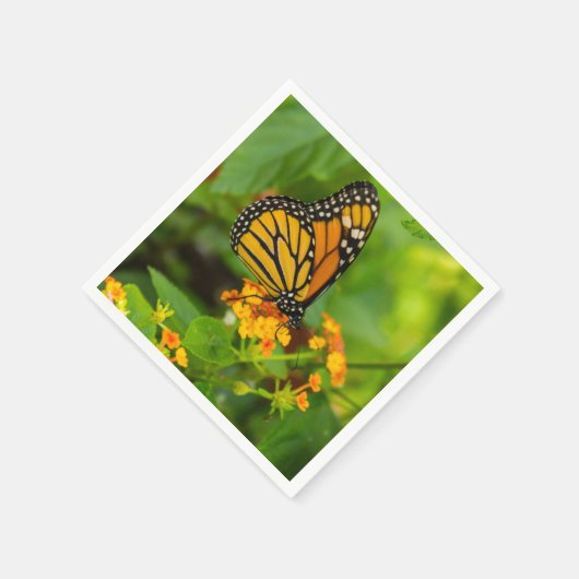 Monarch auf Lantana Serviette (Ecke)