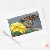 Monarch auf Yellow Zinnia Rechteckheber Rechteckiger Aufkleber (Umschlag)