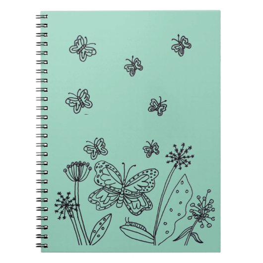 Monarch Butterfells and Blume Spiral Journal Notizblock (Vorderseite)