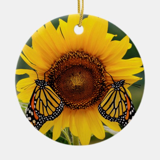 Monarch Butterfies auf Sonnenblume Keramikornament (Vorne)
