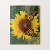 Monarch Butterfies auf Sonnenblume Puzzle (Vertikal)