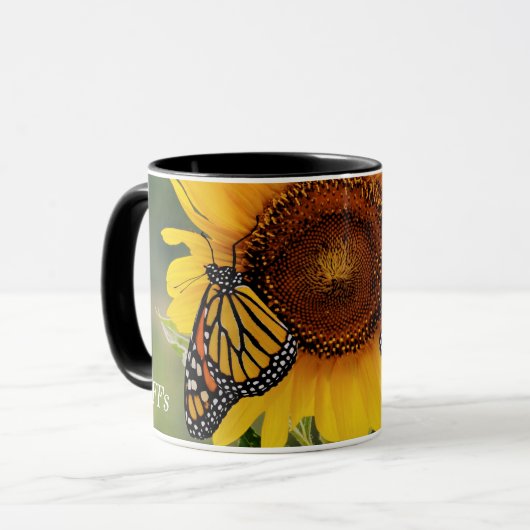 Monarch Butterfies auf Sonnenblume Tasse (Vorderseite Links)