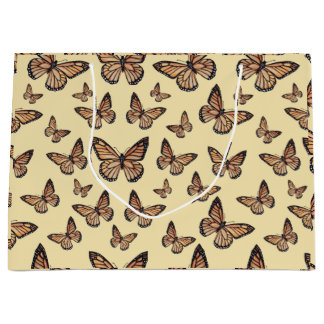 Monarch Butterfliegen auf Gelb Große Geschenktüte