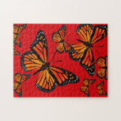 Monarch Butterfliegen auf Rot Puzzle (Horizontal)