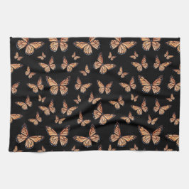 Monarch Butterfliegen auf Schwarz Geschirrtuch