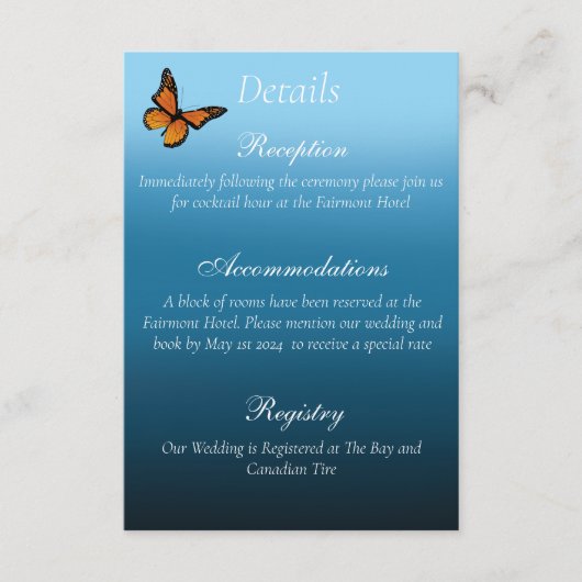 Monarch Butterflies Blue Ombre Begleitkarte (Vorderseite)