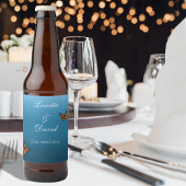 Monarch Butterflies Blue Ombre Bierflaschenetikett