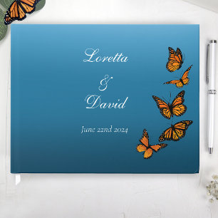 Monarch Butterflies Blue Ombre Gästebuch