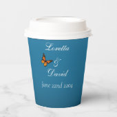 Monarch Butterflies Blue Ombre Pappbecher (Vorderseite)