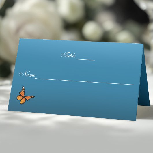 Monarch Butterflies Blue Ombre Platzkarte