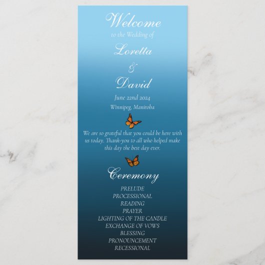 Monarch Butterflies Blue Ombre Programm (Vorderseite)