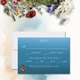 Monarch Butterflies Blue Ombre RSVP Karte