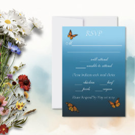 Monarch Butterflies Blue Ombre RSVP Karte