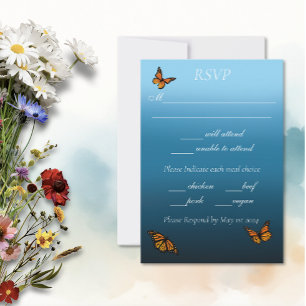 Monarch Butterflies Blue Ombre RSVP Karte