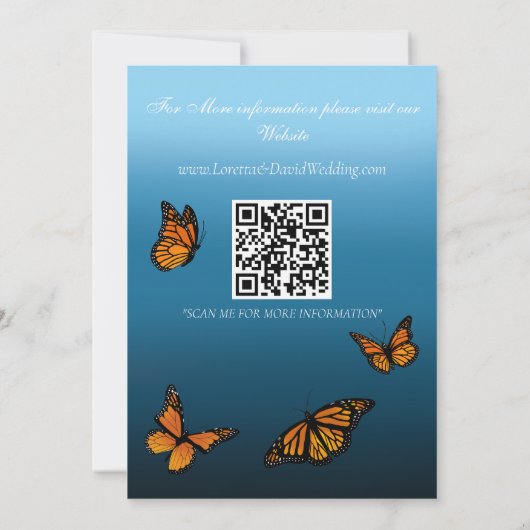 Monarch Butterflies Blue Ombre Save The Date (Rückseite)