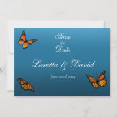 Monarch Butterflies Blue Ombre Save The Date (Vorderseite)