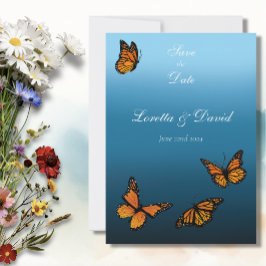 Monarch Butterflies Blue Ombre Save The Date