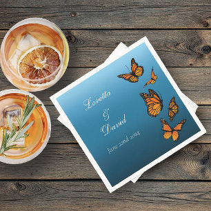 Monarch Butterflies Blue Ombre Serviette