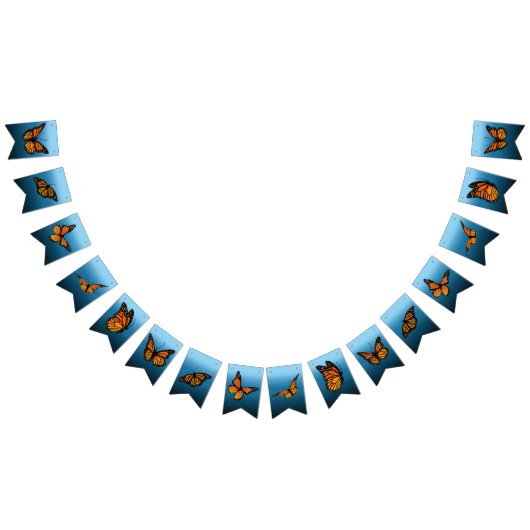 Monarch Butterflies Blue Ombre Wimpelkette (Alle)