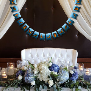 Monarch Butterflies Blue Ombre Wimpelkette