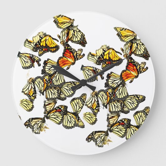 Monarch Butterflies Große Wanduhr (Vorderseite)