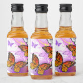 Monarch Butterflies on Purple Background Alkoholflaschenetikett (Flaschen)