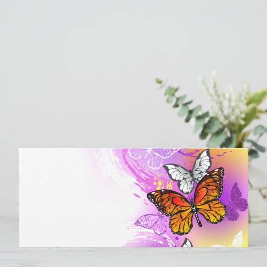 Monarch Butterflies on Purple Background Ankündigung (Stehend Vorderseite)