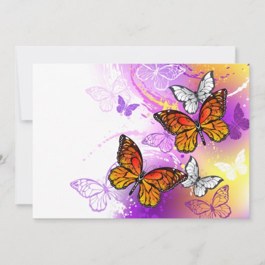 Monarch Butterflies on Purple Background Ankündigung (Vorderseite)