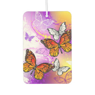 Monarch Butterflies on Purple Background Autolufterfrischer