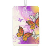 Monarch Butterflies on Purple Background Autolufterfrischer (Rückseite)