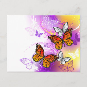Monarch Butterflies on Purple Background Begleitkarte