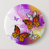 Monarch Butterflies on Purple Background Button (Vorderseite)